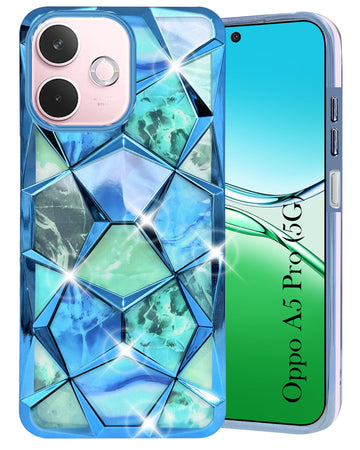 For Oppo A5 Pro Back Cover Case ( Dual Design Glitter Sparkle and Detachable Diamond Print Case | Soft and Flexible)