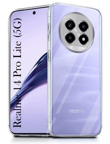 For Realme 14 Pro Lite Back Cover (Silicone Clear Shockproof Case with Camera Protection | Soft and Flexible | Transparent)
