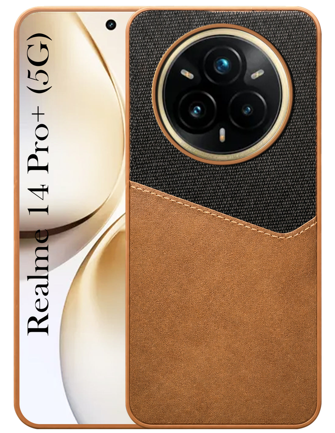 For Realme 14 Pro Plus Back Cover Case (Dual PU Leather Stitch | Professional Minimalist | Soft and Flexible)