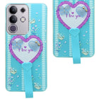 For Vivo T4x | Vivo Y31 Pro Back Cover Case (3D Cute Heart Strap Holder | Camera Protection | Designer Girls Print)
