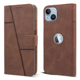 For Apple iPhone 14 Flip Cover Case ( Stitched Leather with Magnetic Closure)