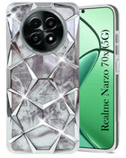For Realme Narzo 70x 5G Back Cover Case ( Dual Design Glitter Sparkle and Detachable Diamond Print Case | Soft and Flexible)