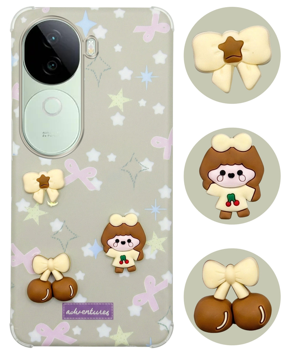For Vivo V40e Back Cover Case (3D Cute Cartoons | Hard Back Side Soft | Matte Premium Finish | HD Printing)
