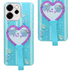 For Oppo Reno 15c Back Cover Case (3D Cute Heart Strap Holder | Camera Protection | Designer Girls Print)