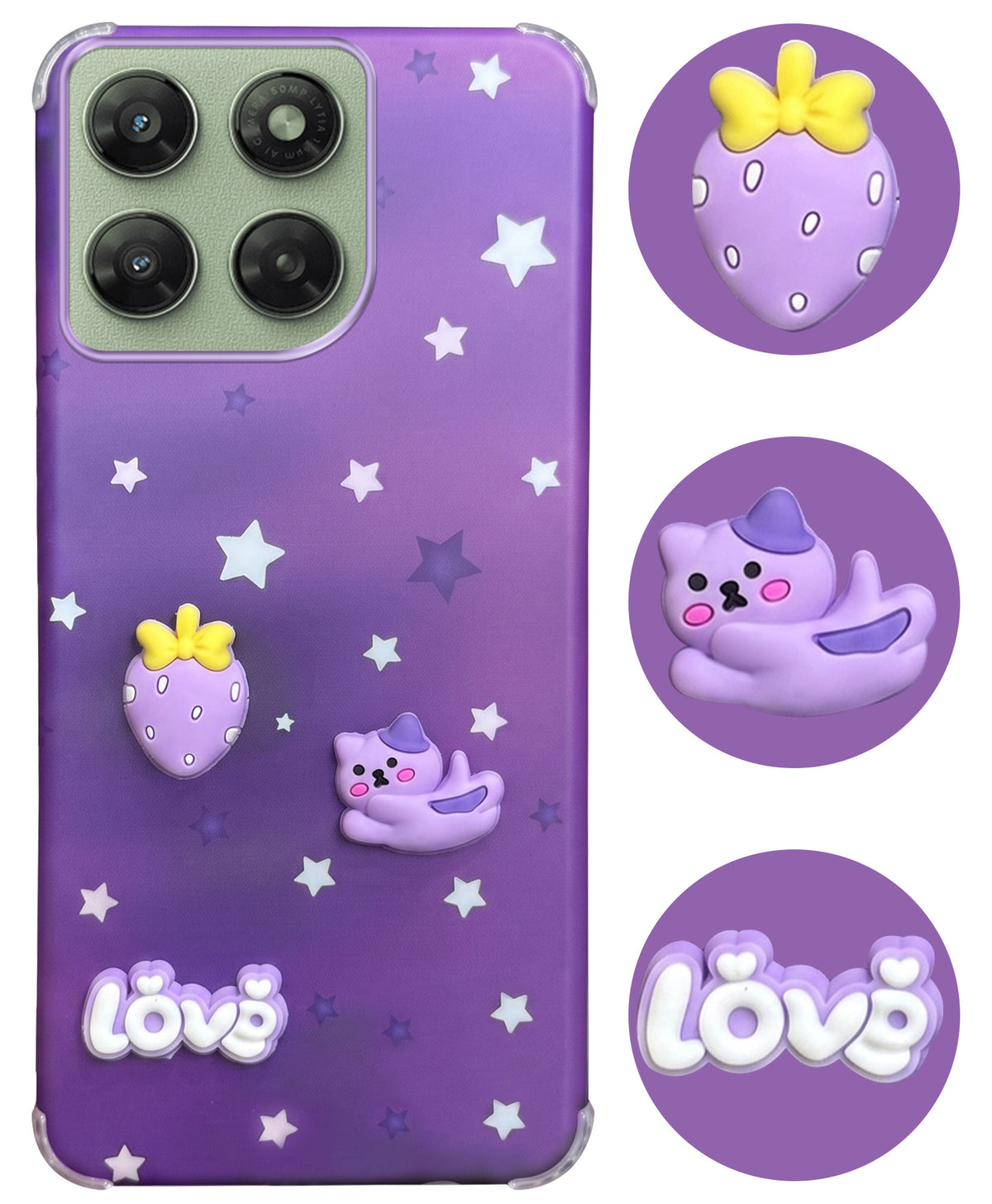For Motorola Moto G77 Power Back Cover Case (3D Cute Cartoons | Hard Back Side Soft | Matte Premium Finish | HD Printing)