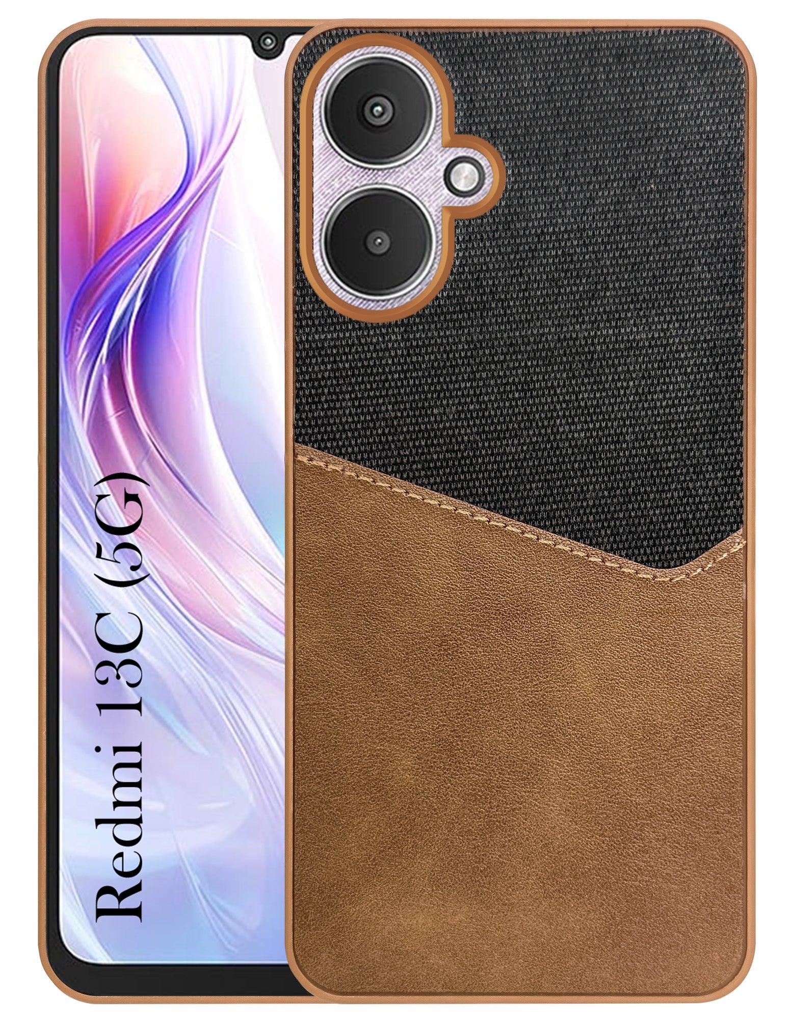 For Redmi 13C 5G Back Cover Case (Dual PU Leather Stitch | Professional Minimalist | Soft and Flexible)