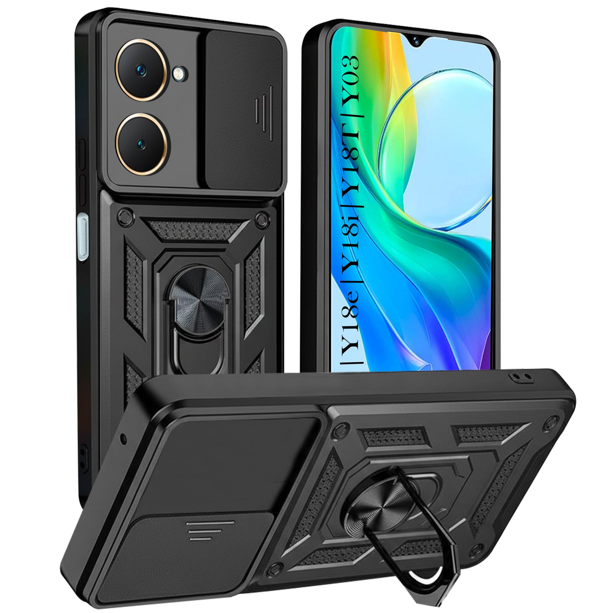 For Vivo Y18 | Y18e | Y03 | Y18i | Y18t Back Cover Case (Hybrid Dual Armor Polycarbonate)