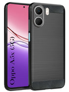 For Oppo A5X Back Cover Case ( Hybrid Armor Case | Carbon Fiber Shockproof | Soft and Flexible | Black )