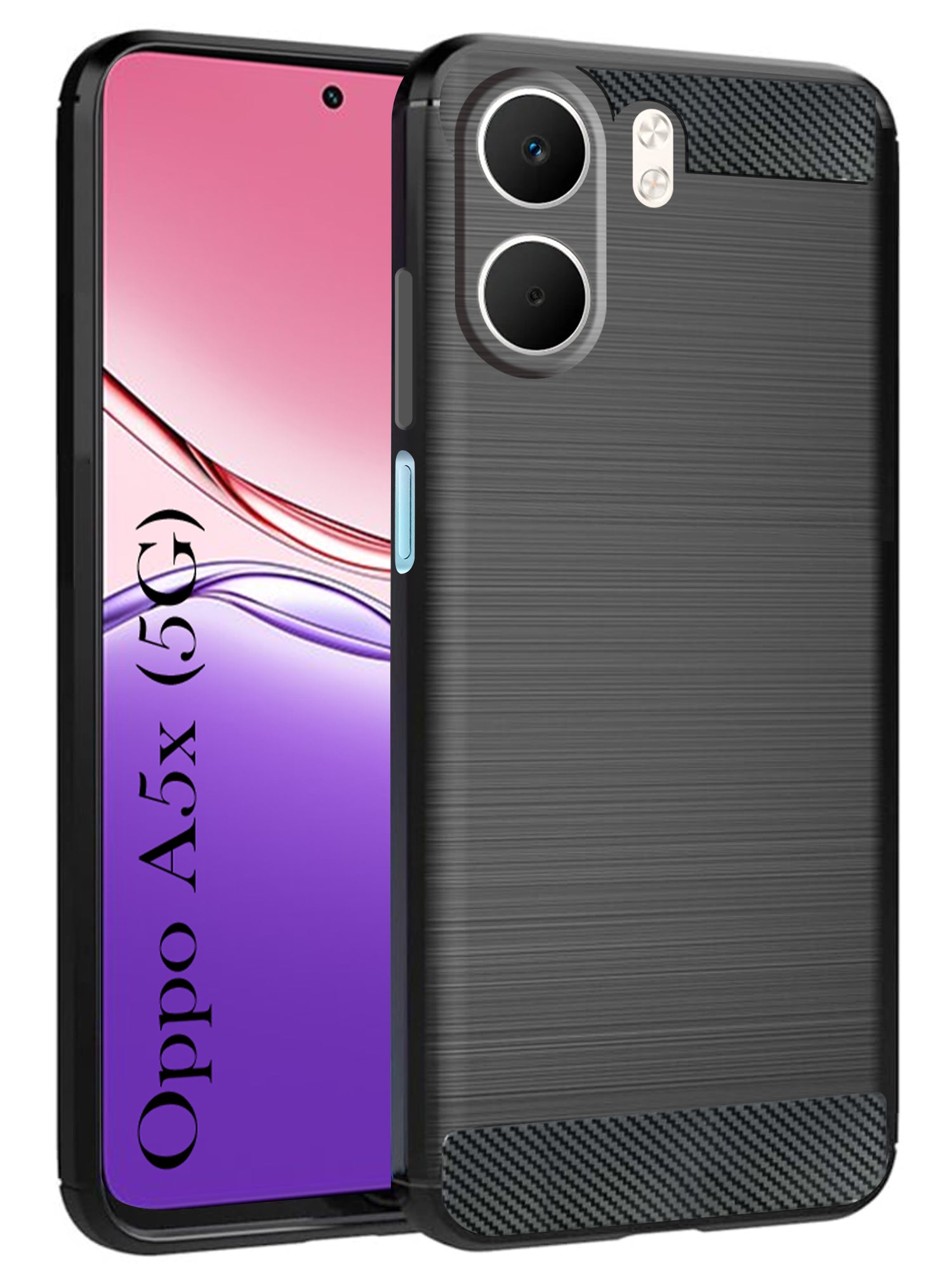 For Oppo A5X Back Cover Case ( Hybrid Armor Case | Carbon Fiber Shockproof | Soft and Flexible | Black )