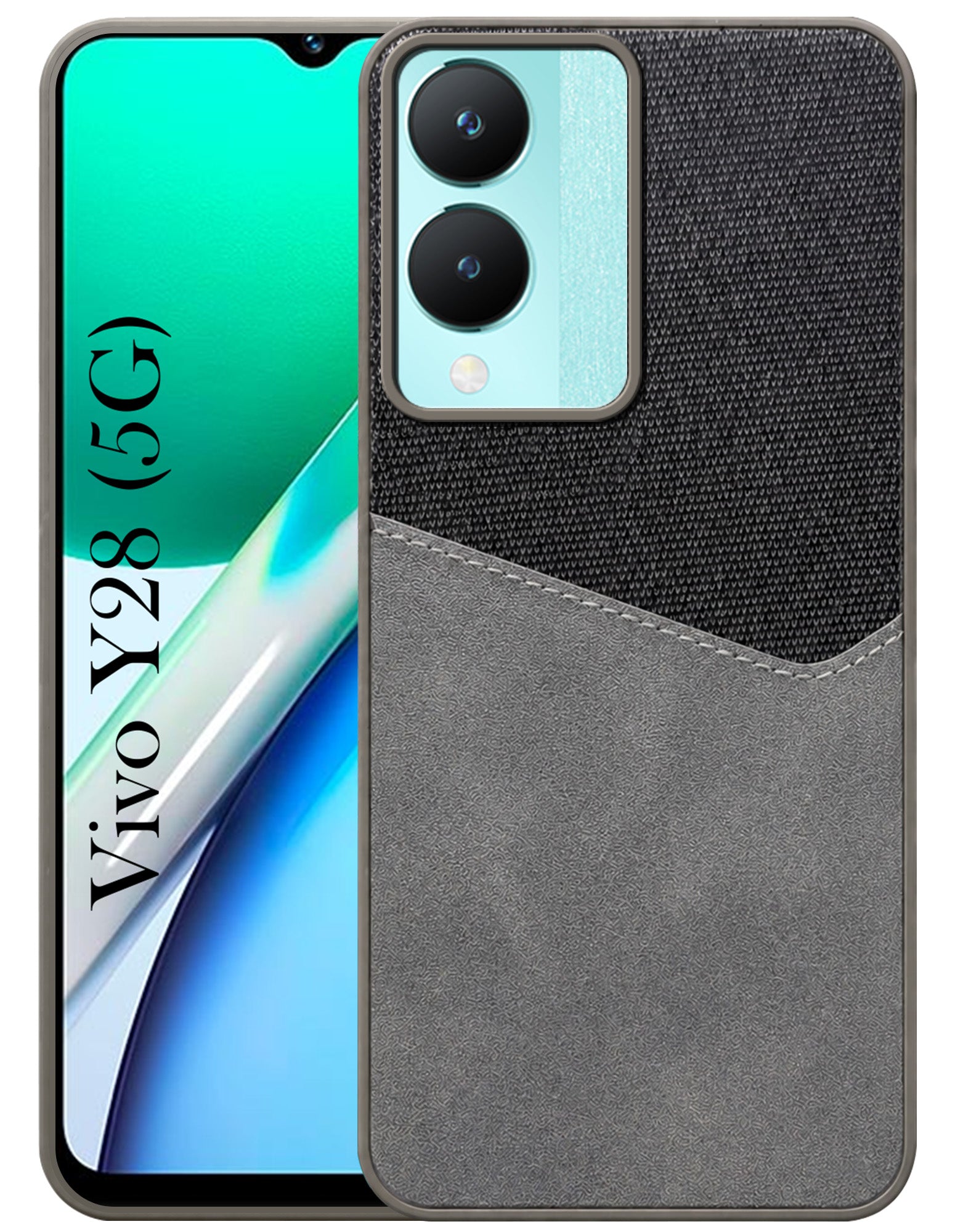 For Vivo Y28 5G Back Cover Case (Dual PU Leather Stitch | Professional Minimalist | Soft and Flexible)