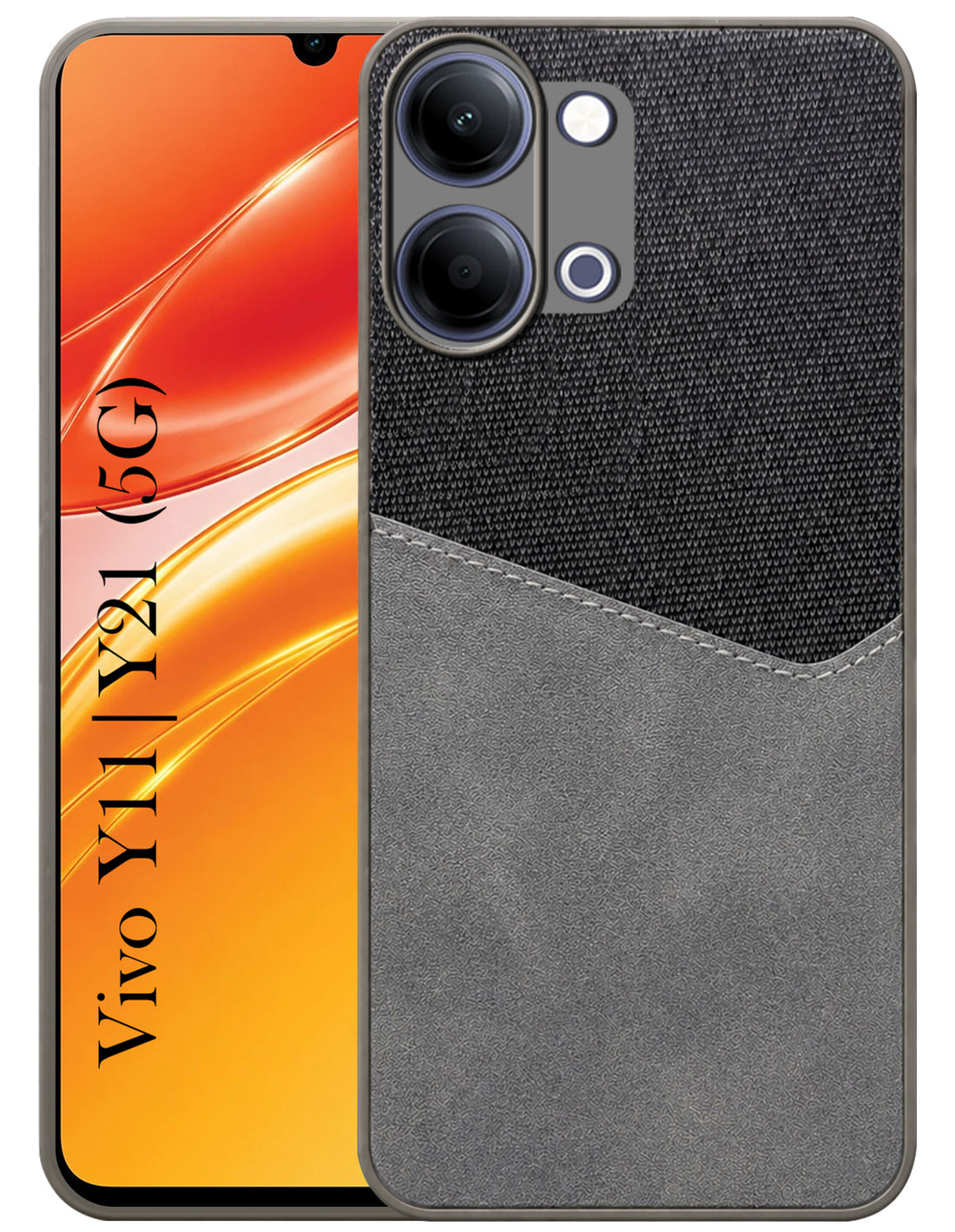 For Vivo Y11 | Vivo Y21 5G Back Cover Case (Dual PU Leather Stitch | Professional Minimalist | Soft and Flexible)