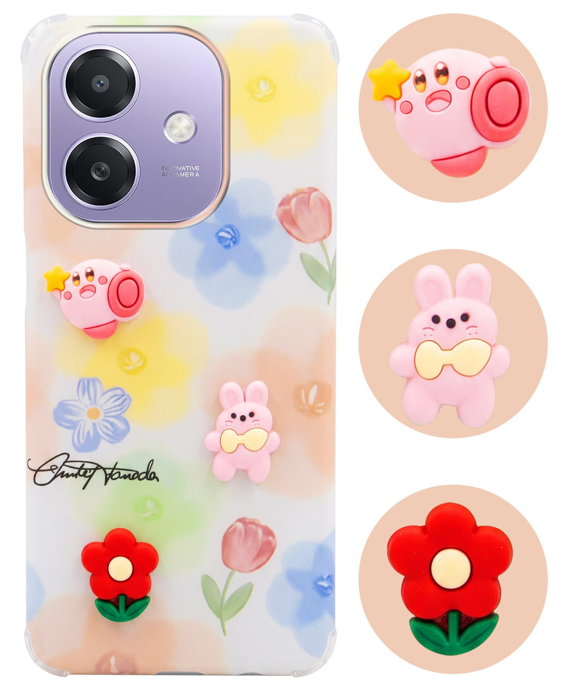 For Oppo A3X (4G/5G) | Oppo A3 5G Back Cover Case (3D Cute Cartoons | Hard Back Side Soft | Matte Premium Finish | HD Printing)