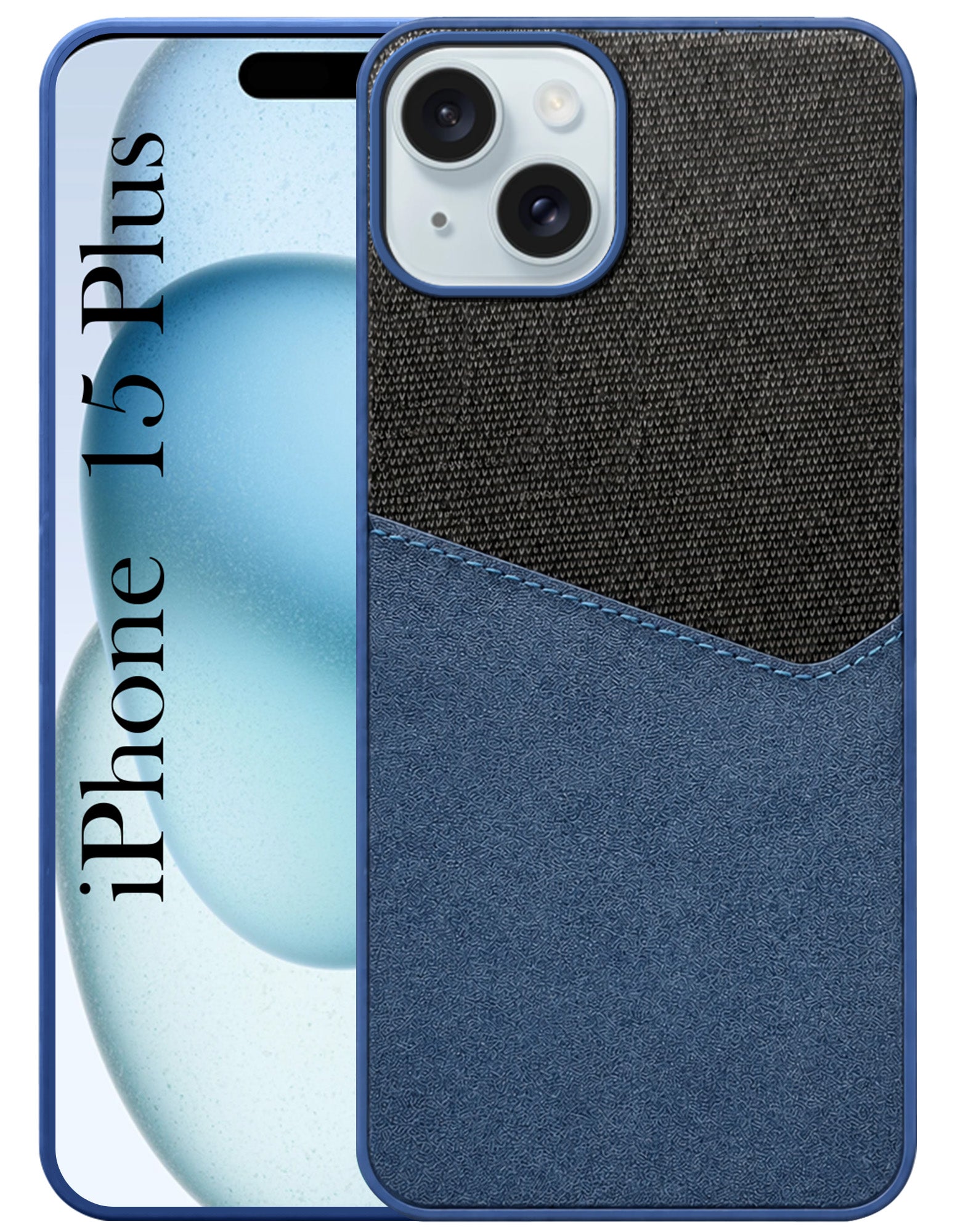 For Apple iPhone 15 Plus Back Cover Case (Dual PU Leather Stitch | Professional Minimalist | Soft and Flexible)