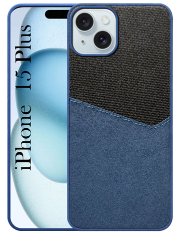 For Apple iPhone 15 Plus Back Cover Case (Dual PU Leather Stitch | Professional Minimalist | Soft and Flexible)