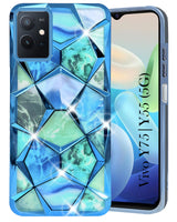 For Vivo Y75 5G | Y55 5G Back Cover Case (Dual Design Glitter Sparkle and Detachable Diamond Print Case | Soft and Flexible)