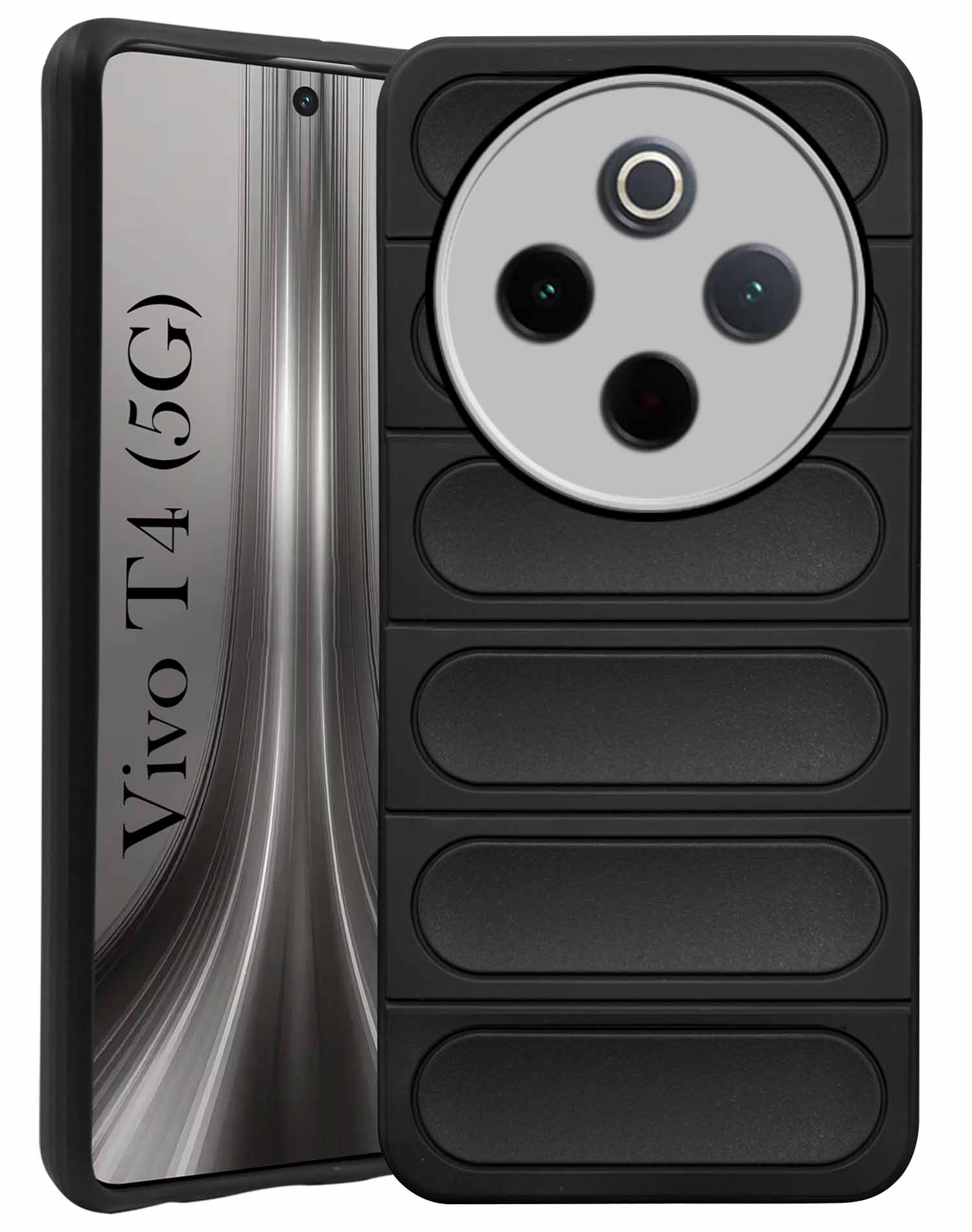 For Vivo T4 Back Case Cover (Matte Liquid Silicone| Professional Wave Design | Camera Protection Ring | Shockproof Anti Slip Grip)