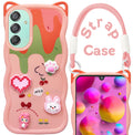 For Samsung Galaxy F15 5G Back Case Cover Strap(3D embossed Figures | Strap Holder | 360* Soft Cushion with Camera Bump)