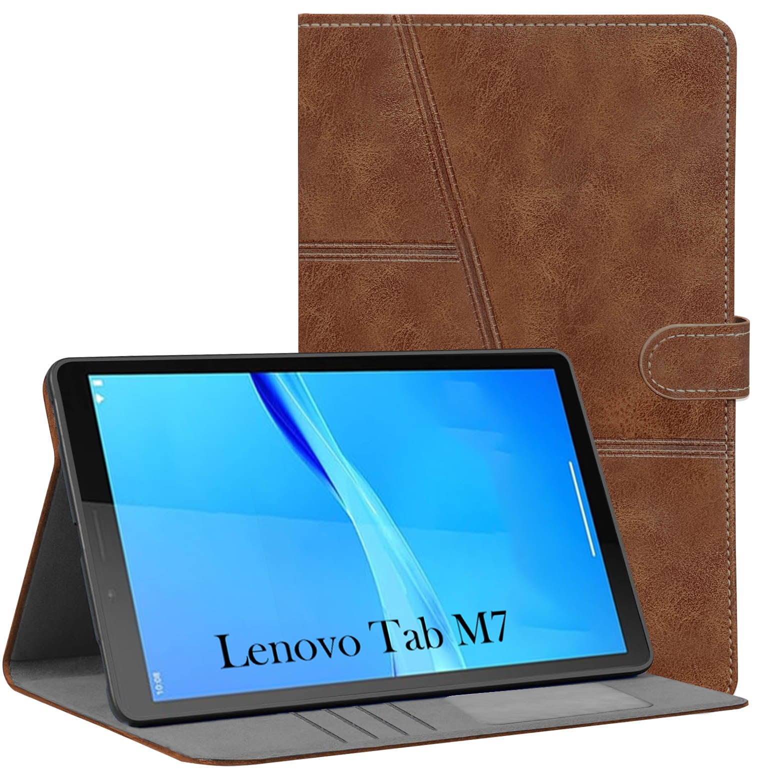 For Flip Cover Folio Case  Lenovo Tab M7 (TB-7305F, TB-7305X, TB-7305I) 7 Inch (PU Leather | Multi-Angle Smart Stand | Card Storage Slots | Silicone Back Pouch)