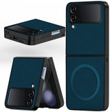 For Samsung Galaxy Z Flip 4 5G Back Cover Case (MagSafe Wireless Charging Compatible | Sleek Leather Finish | Inside Microfiber Cloth)