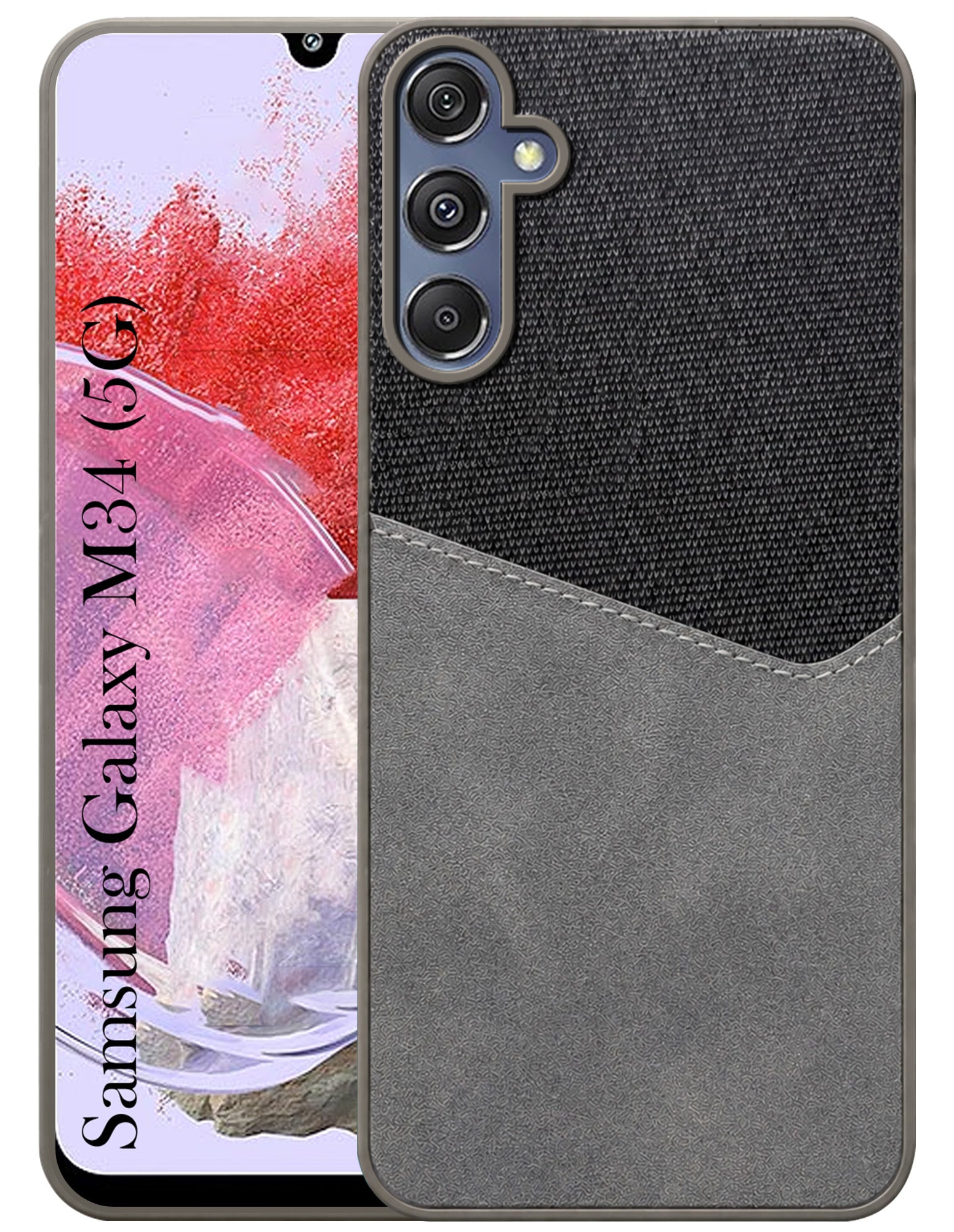 For Samsung Galaxy M34 5G Back Cover Case (Dual PU Leather Stitch | Professional Minimalist | Soft and Flexible)