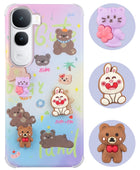 For Vivo Y400 Back Cover Case (3D Cute Cartoons | Hard Back Side Soft | Matte Premium Finish | HD Printing)