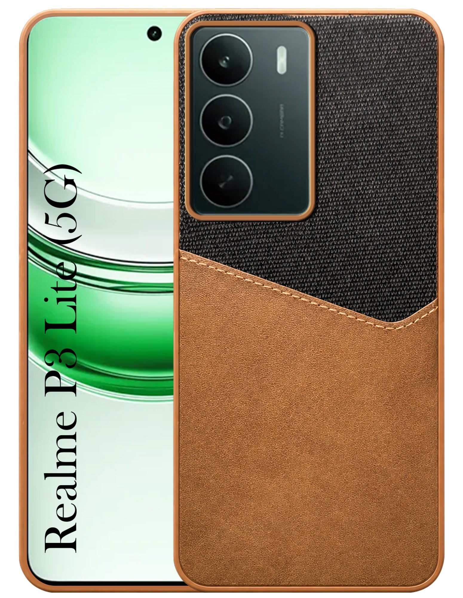 For Realme P3 lite Back Cover Case (Dual PU Leather Stitch | Professional Minimalist | Soft and Flexible)