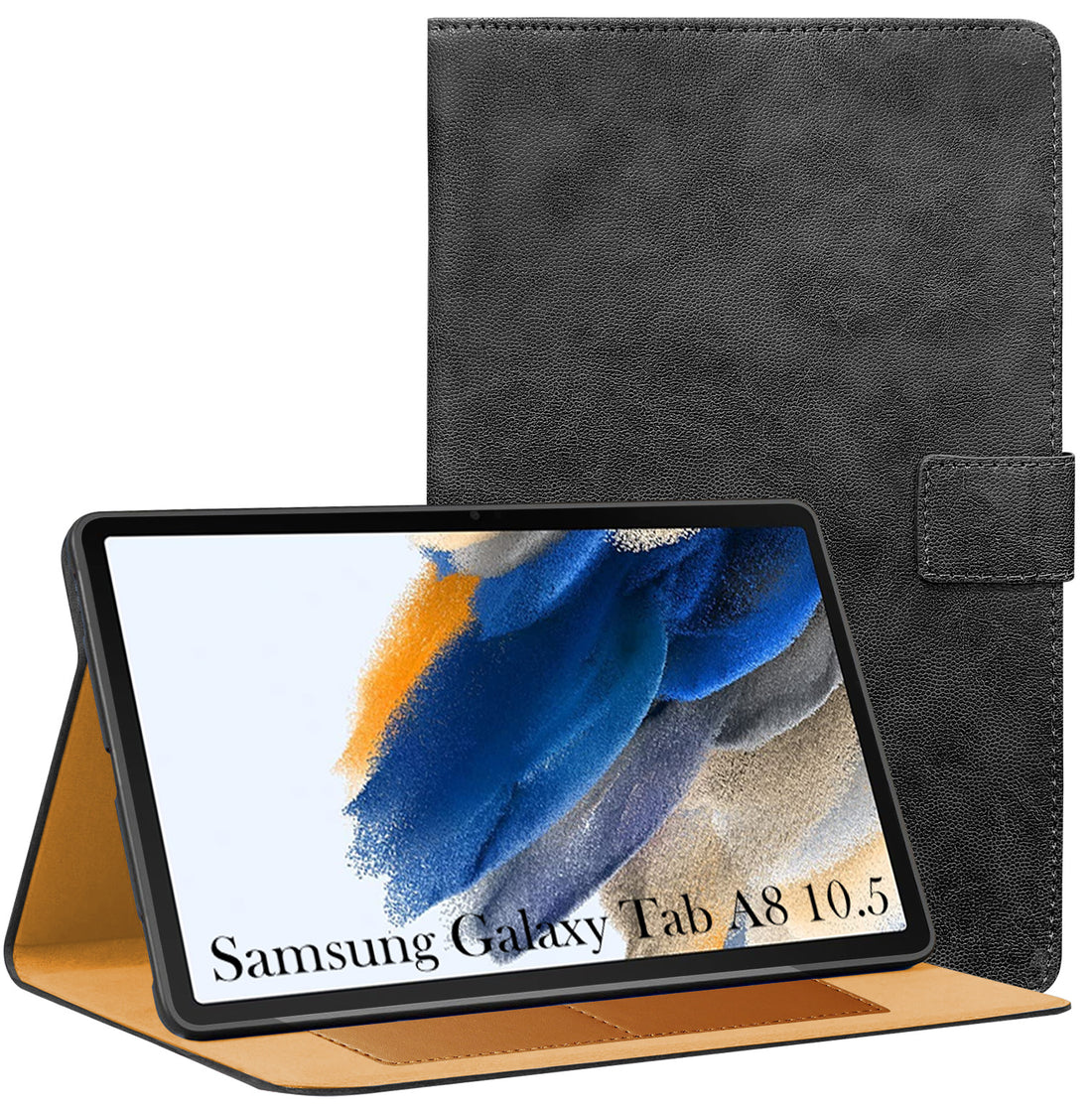 For Samsung Galaxy Tab A8 10.5 Inch SM-X200/X205 Flip Cover Folio Cover (PU Leather | Multi-Angle Smart Stand | Card Storage Slots | Silicone Back Pouch)