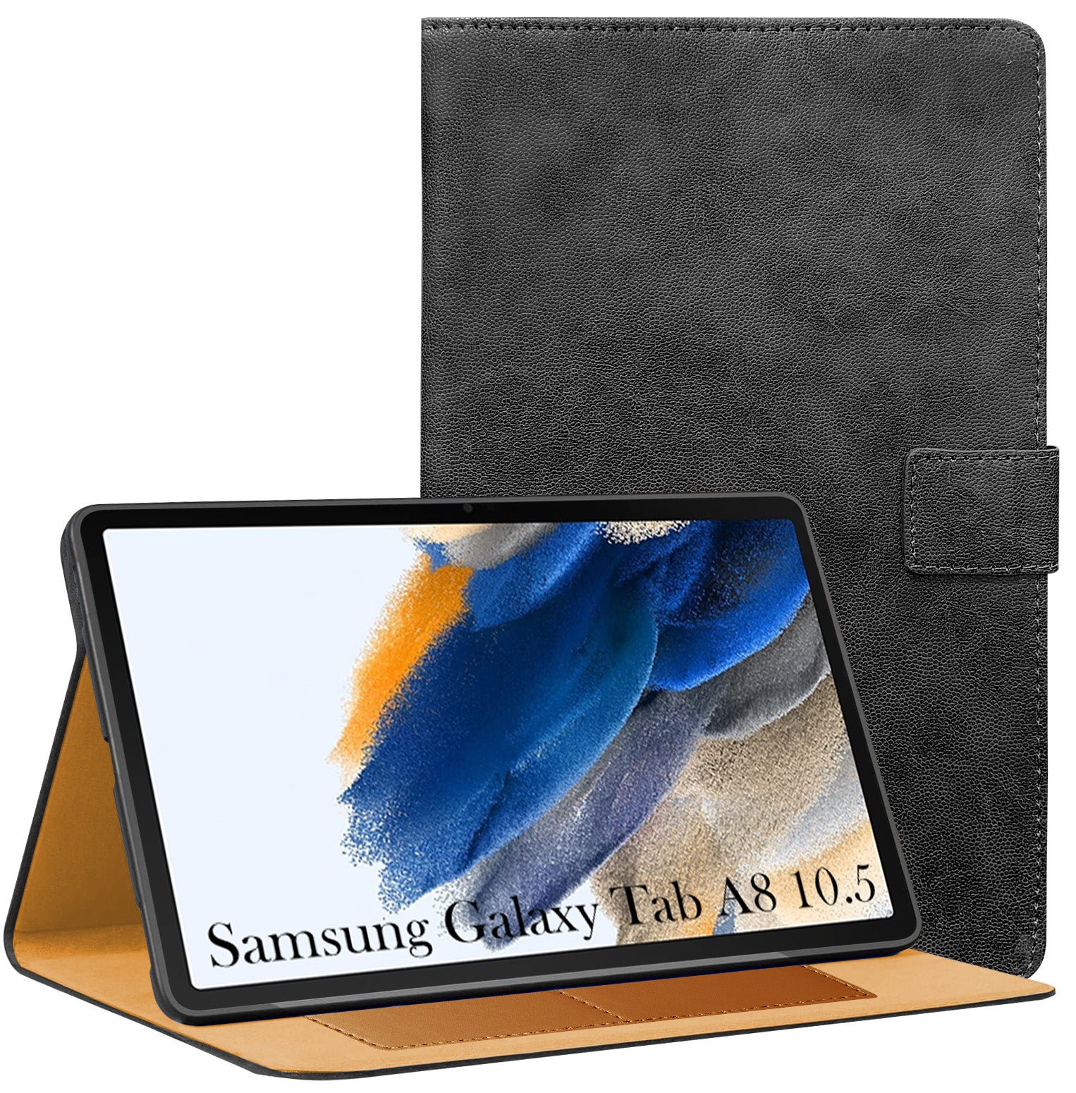 For Samsung Galaxy Tab A8 10.5 Inch SM-X200/X205 Flip Cover Folio Cover (PU Leather | Multi-Angle Smart Stand | Card Storage Slots | Silicone Back Pouch)