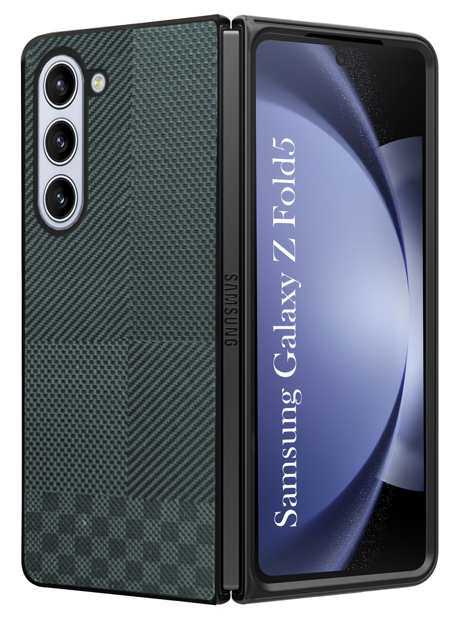 For Samsung Galaxy Z Fold 5 5G Back Flip Case Cover (Craft Printed Design | Hybrid Texture | Inside Microfiber Cloth)