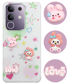 For Vivo T4x | Vivo Y31 Pro Back Cover Case (3D Cute Cartoons | Hard Back Side Soft | Matte Premium Finish | HD Printing)