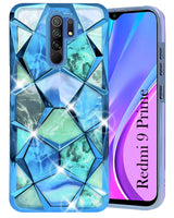 For Xiaomi Mi Redmi 9 Prime Back Cover Case (Dual Design Glitter Sparkle and Detachable Diamond Print Case | Soft and Flexible)