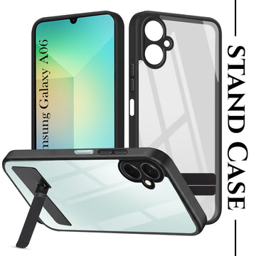 For Samsung Galaxy A06 Back Cover Case (Built-in Stand | Lifetime Anti Yellow | Kickstand Shockproof | Camera Protection | MagSafe Compatible)