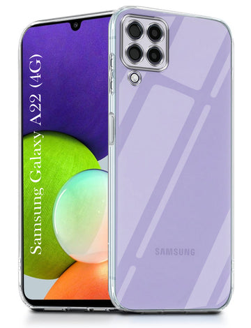For Samsung Galaxy A22 4G Back Cover (Silicone Clear Shockproof Case with Camera Protection | Soft and Flexible | Transparent)