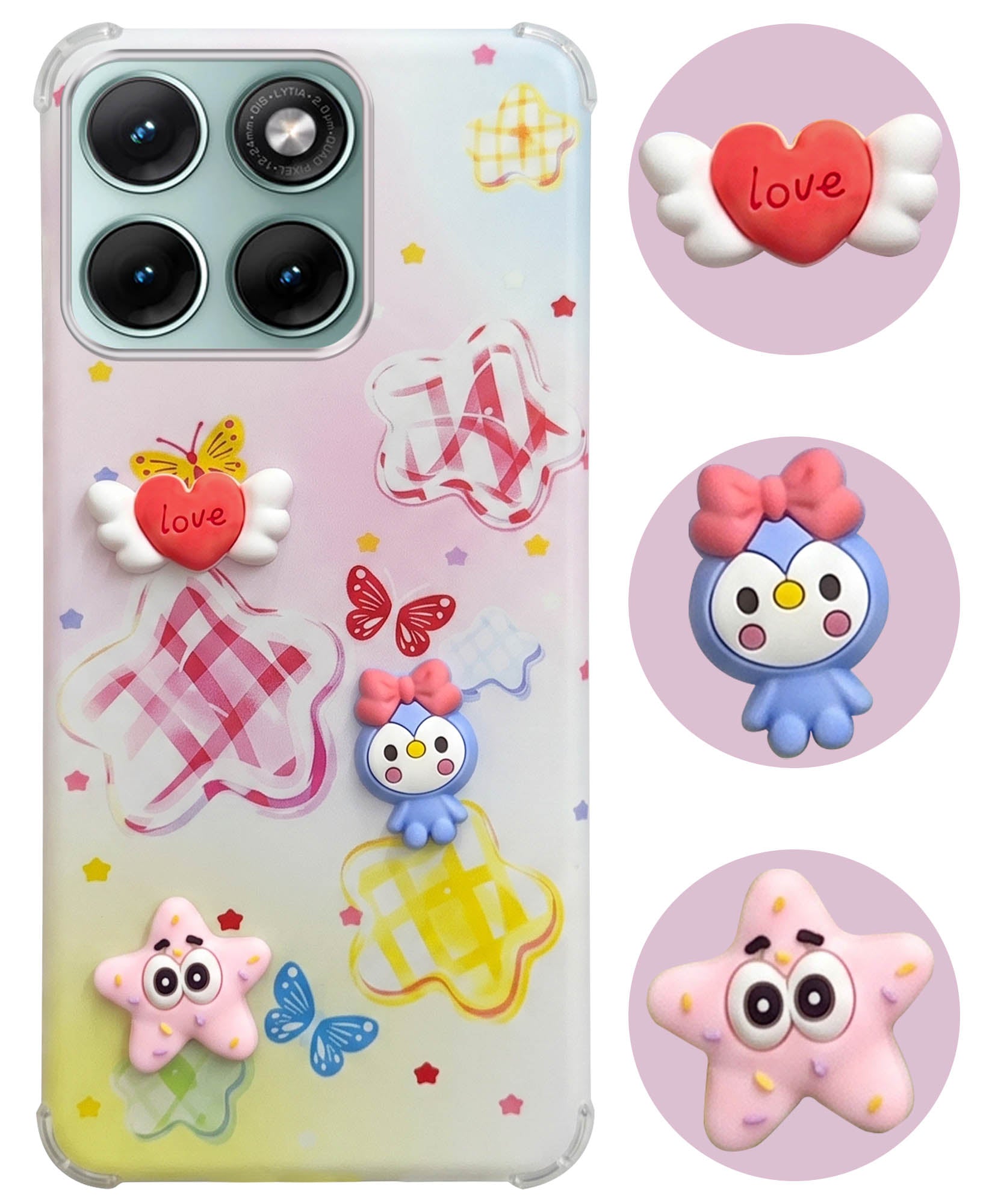 For Motorola Moto Edge 70 Fusion Back Cover Case (3D Cute Cartoons | Hard Back Side Soft | Matte Premium Finish | HD Printing)