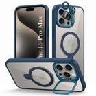 For Apple iPhone 15 Pro Max Back Cover Case Crystal (Lifetime Anti Yellow | Magnetic Ring Stand | Camera Lens Protection | MagSafe Compatible)