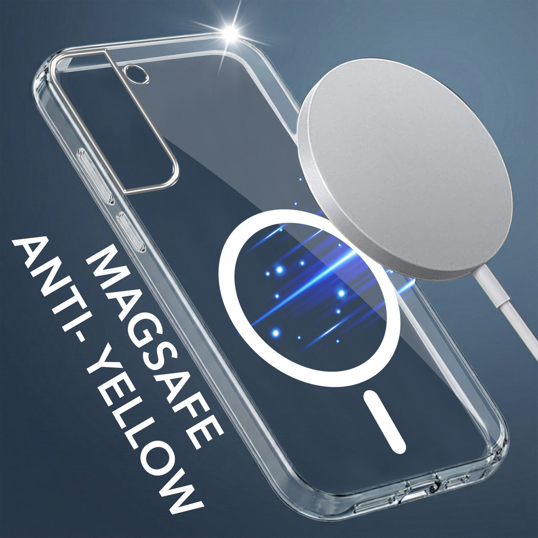 For Samsung Galaxy S22 5G Back Cover Case Lifetime Anti-Yellow MagSafe Compatible Clear (Sleek Hard Crystal | Shockproof and Camera Protection)