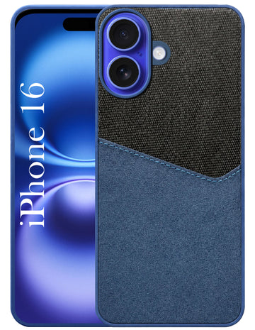 For Apple iPhone 16 Back Cover Case (Dual PU Leather Stitch | Professional Minimalist | Soft and Flexible)