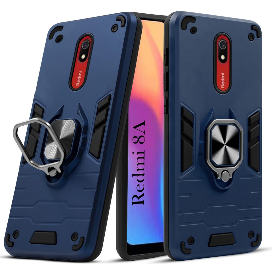 For Xiaomi Mi Redmi 8A Back Cover Case Hybrid Armor (Shockproof Dual Layer Polycarbonate |Ring Holder Kickstand)