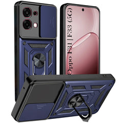 For Oppo F31 5G | Oppo F33 5G Back Cover Case Hybrid Armor (Sliding Shutter Camera Protection | Polycarbonate |Ring Holder Kickstand)