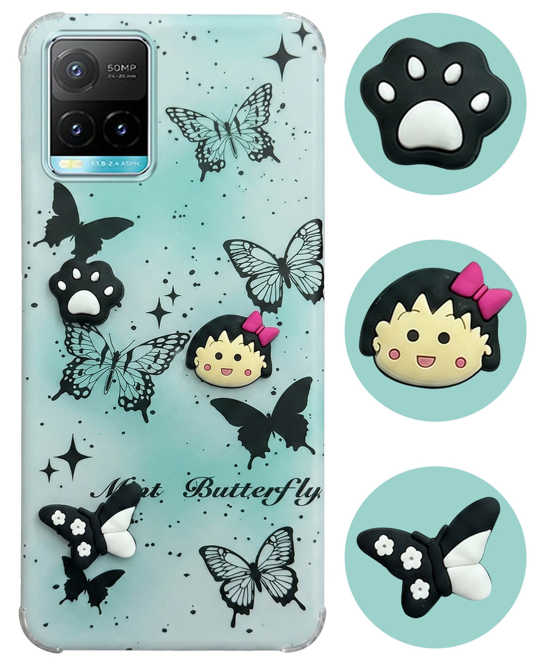 For Vivo Y33s Back Cover Case (3D Cute Cartoons | Hard Back Side Soft | Matte Premium Finish | HD Printing)