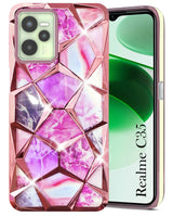 For Realme C35 Back Cover Case (Dual Design Glitter Sparkle and Detachable Diamond Print Case | Soft and Flexible)