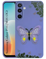 For Samsung Galaxy M16 5G | Samsung Galaxy F16 5G Back Cover Case  (Soft Butterfly Embroidery | Women Teen Girls | Camera Protection| Matte Silicone)