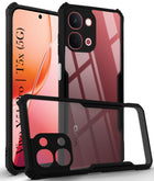 For Vivo Y51 Pro 5G | Vivo T5x Back Cover Case Hybrid (Shockproof with Polycarbonate Clear Panel | Professional Black)