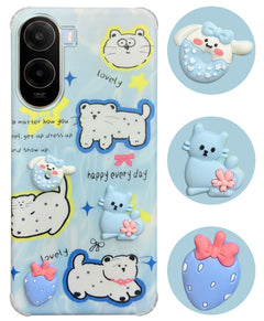 For Poco C85x 5G Back Cover Case (3D Cute Cartoons | Hard Back Side Soft | Matte Premium Finish | HD Printing)