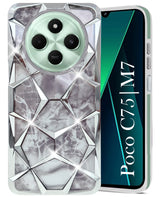 For Poco C75 | Poco M7 Back Cover Case ( Dual Design Glitter Sparkle and Detachable Diamond Print Case | Soft and Flexible)