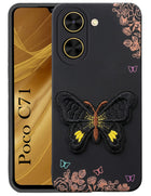For Poco C71 Back Cover (Soft Butterfly Embroidery | Women Teen Girls | Camera Protection| Matte Silicone)