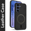 For Samsung Galaxy S25 FE Back Cover Case Leather Finish (MagSafe Compatible Wireless Charging | Soft Touch | Camera Bump Protection)