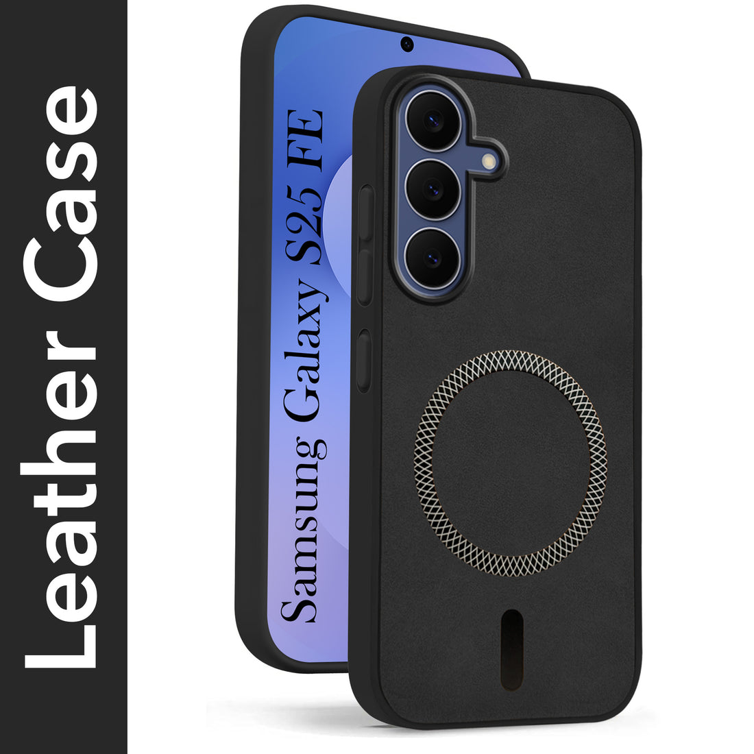 For Samsung Galaxy S25 FE Back Cover Case Leather Finish (MagSafe Compatible Wireless Charging | Soft Touch | Camera Bump Protection)