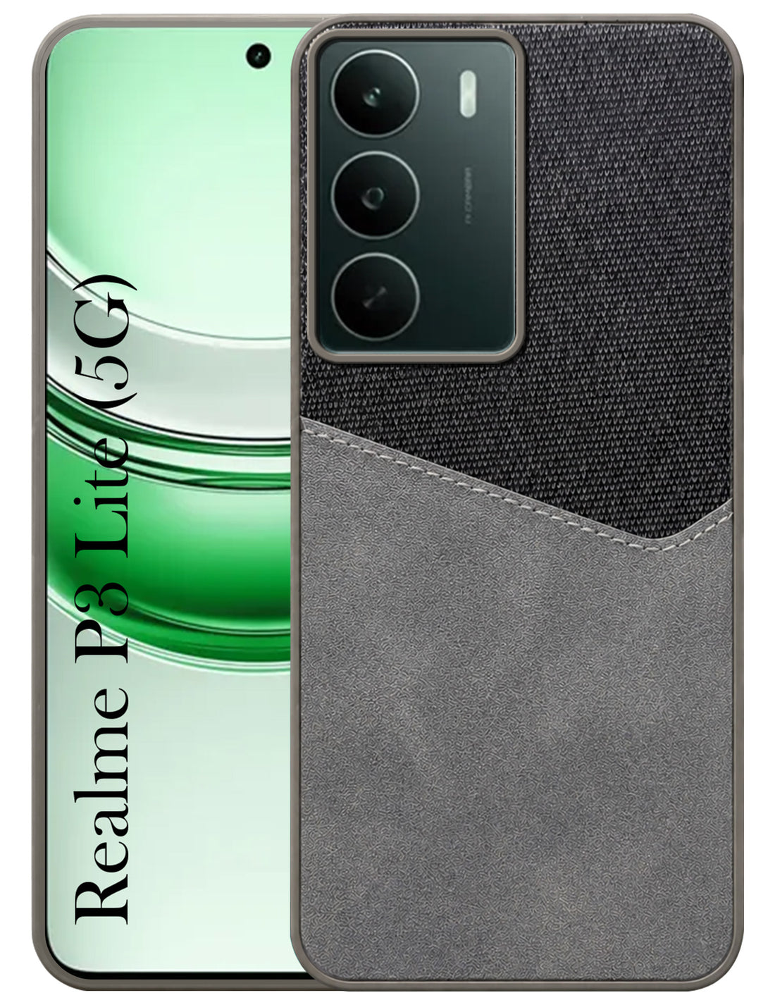 For Realme P3 lite Back Cover Case (Dual PU Leather Stitch | Professional Minimalist | Soft and Flexible)