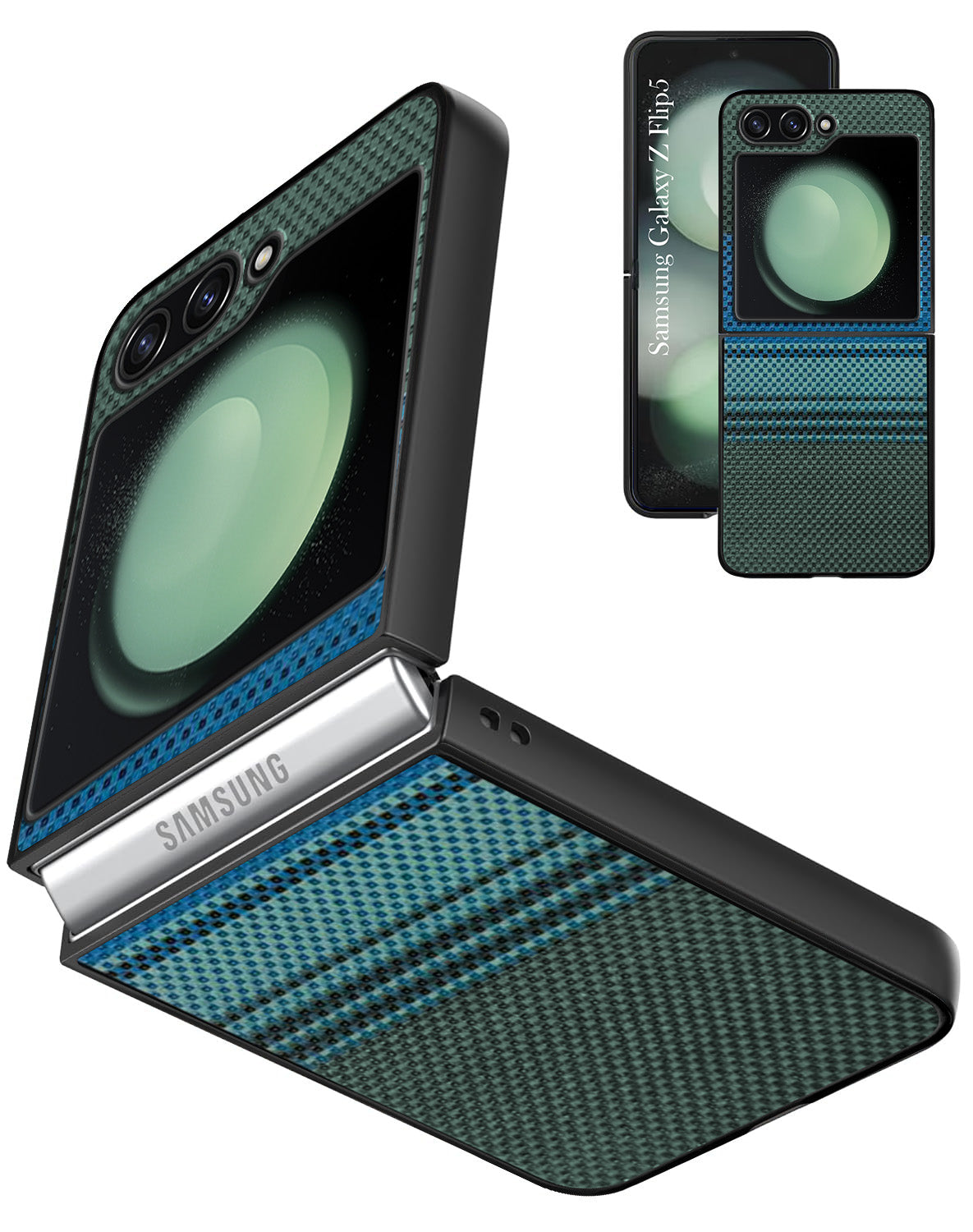 For Samsung Galaxy Z Flip 5 Back Flip Case Cover (Craft Printed Design | Hybrid Texture | Inside Microfiber Cloth)